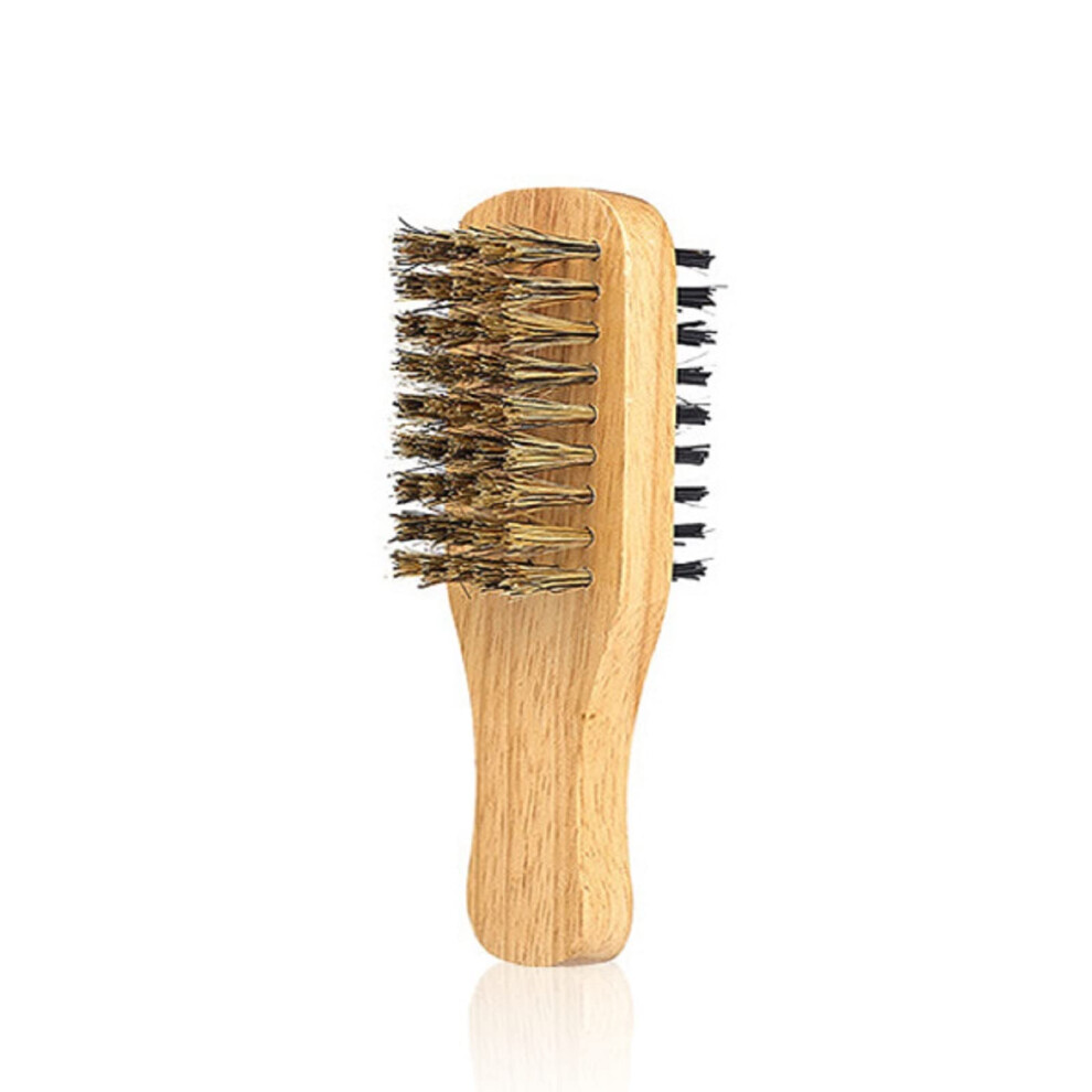 12cm DoubleSided Mini Bristle Brush, Boar Bristle Beard Brush, Comb Cleaning Brush