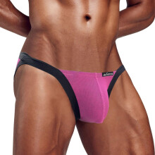Men's Sexy Low Waist Thong Erotic Underwear 3D Bulge Pouch Hot Pink