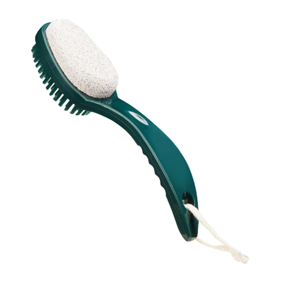 Pumice stone and brush, foot scrubber callus remover, gentle exfoliating tool, antislip grip, green