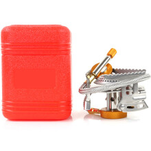 Réchaud de camping compact, réchaud à gaz portable coupe-vent avec allumage piézo et déflecteur de vent intégré, réchaud pliable pour la