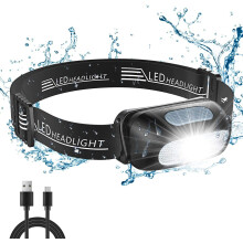 IPX4-wasserdichte Stirnlampe für Outdoor-Fans, wiederaufladbare ultraleichte 200-LM-Stirnlampe mit komfortablem Gummiband zum Campen, Wandern und