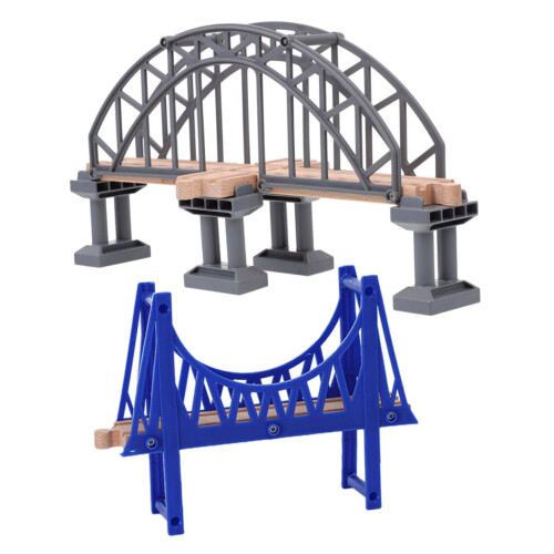 gray crossing and blue bridge for model railways
