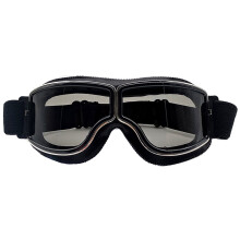 Schutzbrille für Sport und Freizeit mit UV-Schutz, beschlagfreie Motorradbrille im klassischen Pilotenstil, Lederbrille mit kratzfesten Gläsern und