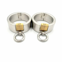 Extreme Metal Bondage Handcuffs, 3 cm  with Key, BDSM Fetish Toy for Couples, Silver