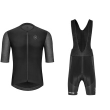 Cycling Jersey Set For Men And Women, Unisex Short Sleeve Shirt And 3D Padded Bib Shorts, Breathable Gray M
