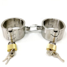 Stainless Steel Handcuffs for Bondage Fetish SM Sex Toys, PoliceStyle Real Steel Handcuffs, Heavy Metal Restraints, Bondage Set for Men