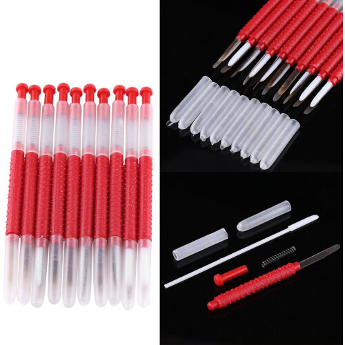 Bee Larvae Grafting Tools Plastic PencilLike Tool For Queen Bee Rearing, 10Pc Set With SpringLoaded Plunger 2