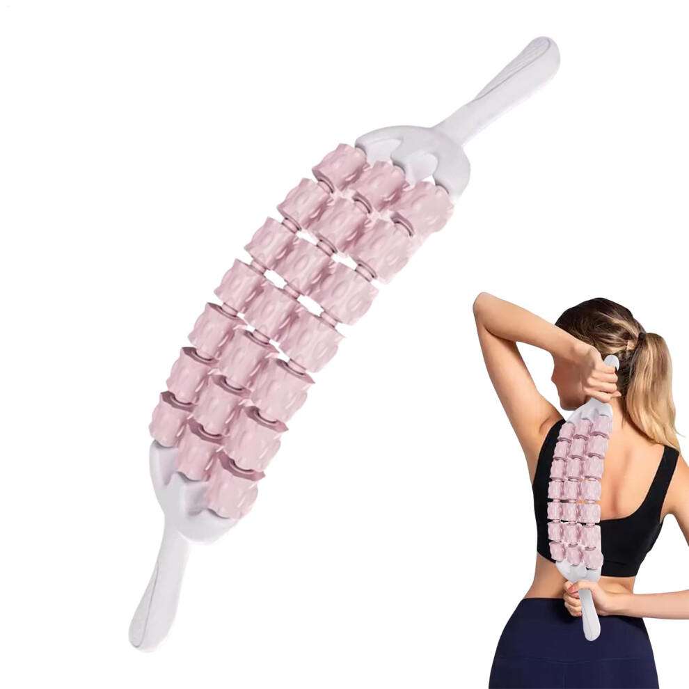 Muscle Roller Stick  Leg Roller  TripleBearing Flexible Training Aid for Recovery of Legs, Back, Calves, Arms, Shoulders â Runners, Athletes, Pink