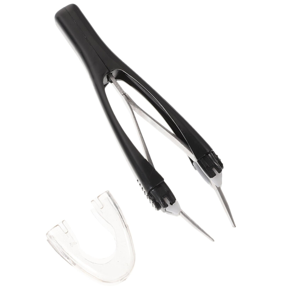 Black Automatic Eyebrow Clip Electrolysis Tweezers Face Eyebrows Automatic Ergonomic Remover Handle Brow Tweezers Retractable Tweezers Bushy Plucking