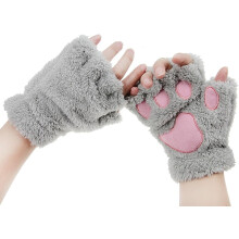 Weiche, warme Fäustlinge, niedliches Katzenpfoten-Design, fingerlose Handschuhe aus Touchscreen-kompatiblem Kunstfell, leicht zu transportieren,