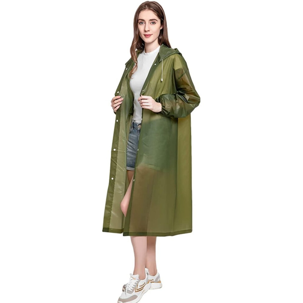 Reusable Raincoats For Adults, Waterproof Rain Ponchos With Drawstring Hood, Heavy Duty Packable Rain Jackets With Elastic Wristbands, Tear Resistant 9454554873244