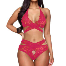 Miss Corsage Lingerie Set, seductive bra and panty combo for nights out, for special occasions, latex lingerie for women in hot pink.