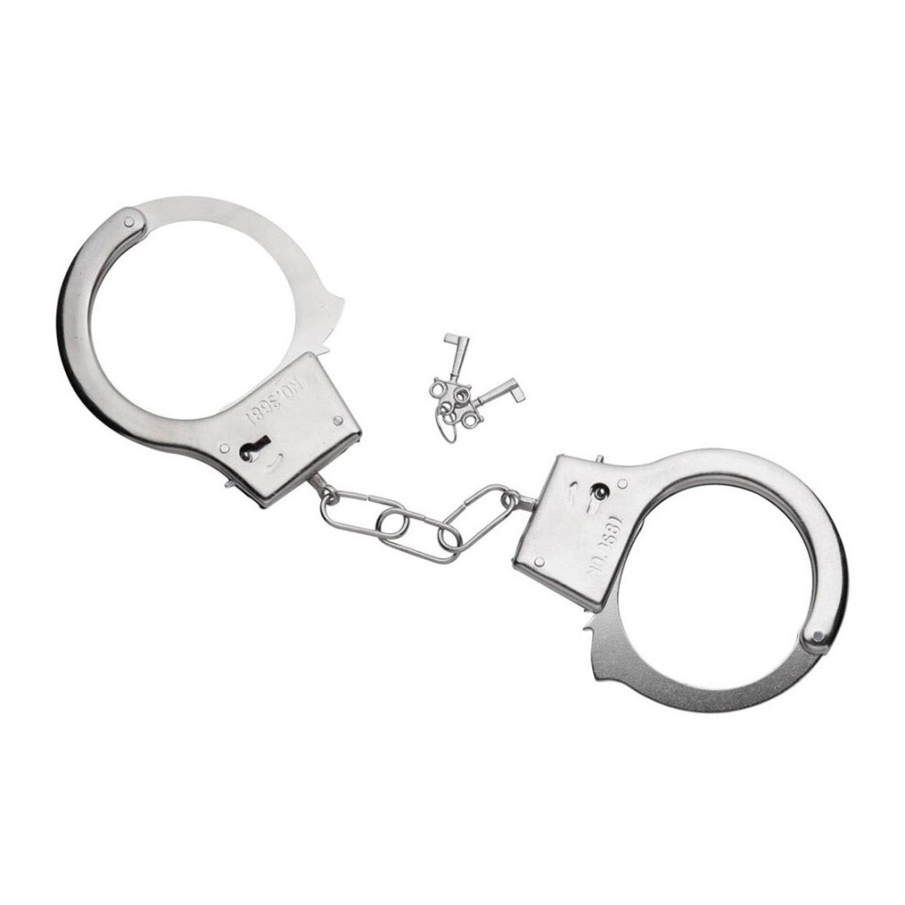 Metal Handcuffs Police Handcuffs with Key Prisoner Bondage Cuffs Stag Party Accessory