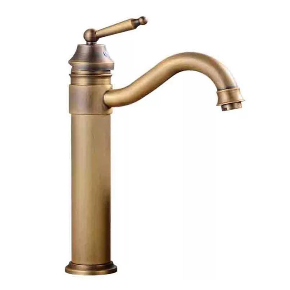Brass Bathroom Countertop Mount Single Bracket 360 Degree Swivel Spout Mixer Faucet Antique Brass Finish Crane Shape 9323874520940