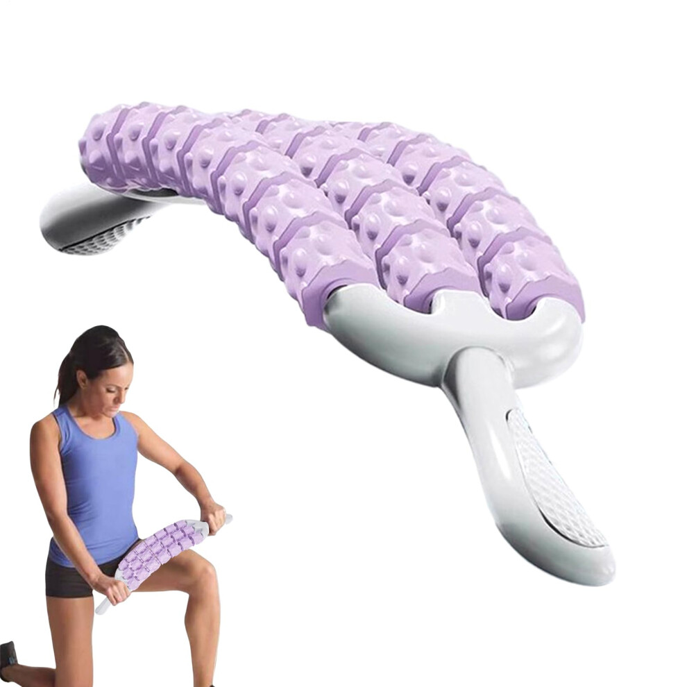 Massage Roller Stick for Legs  TripleBearing Flexible Training Aid for Recovery, Purple