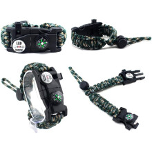 Braccialetto di sopravvivenza 20 in 1 in paracord, luce SOS impermeabile, kit di accessori regolabile con corda da paracadute 550 di grado militare,