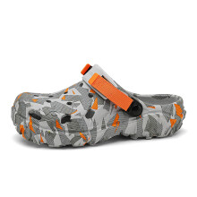 Men's Garden Clogs Graphic Mules Slip On With Adjustable Strap Beach Sandals Outdoor Slippers UK 6 Grey Orange