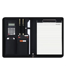Leather Contract File Folder for Document Executive Briefcase (BlackA)