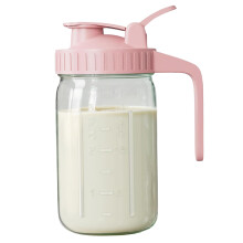 Breast Milk Pitcher 34 Oz Glass BPA Leakproof With Handle Pink Fridge Safe Breast Milk Storage Bottles