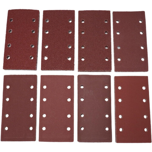 Sanding Sheets 93 X 185 Mm Detail Sanders, 80 Pack, 8 Pre Drilled Holes, Aluminum Oxide Multi Grit 40400, Rectangular 1