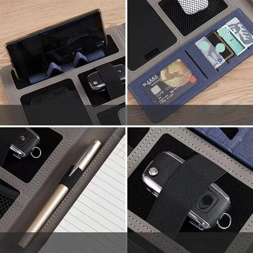 Leather A4 Conference Folder with Zipper Organizer Card Holder (Black) Ref: 4816 2