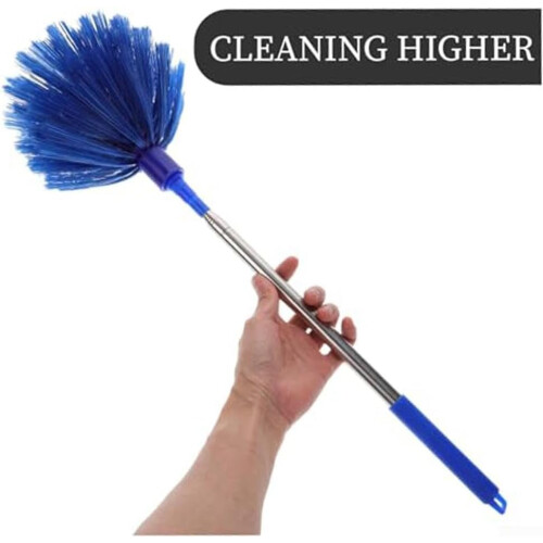 Dust Sweeper For Home Cleaning Extendable Handle Microfiber Bristles Lightweight Design Easy Maneuverability Blue 2