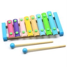 Wooden Xylophone with 8 Notes, 2 Wooden Mallets, Colorful Keys, Small Percussion Instrument