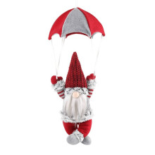 Christmas Parachute Gnome Hanging Decorations, Grey Red Nordic Gonk Ornaments, Large Sequin Gnomes