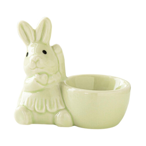 Ceramic Egg Cup Display Green Bunny Egg Stand For Soft Boiled Eggs Breakfast Dinner