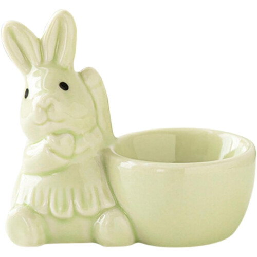 Ceramic Egg Cup Display Green Bunny Egg Stand For Soft Boiled Eggs Breakfast Dinner 1