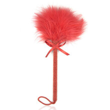 Soft Furry Tickler Wand For Couples, Lightweight Red Handle, Adult Sensual Teaser