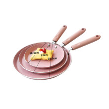 Pink Aluminum NonStick Pan With Flat Bottom For Omelette And Pancake, Quick Heat Conduction, Home And Restaurant Use