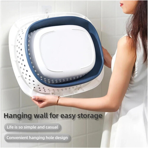Collapsible Plastic Laundry Basket Grey Large Folding PopUp Laundry Bin Dirty Clothes Bathroom Container 2