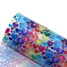 Transparent PVC Jelly Vinyl Glitter Faux Leather Sheet For Bow Making UV SelfPrint DIY Needlework Vinyl Fabric Color7