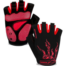 Gants de cyclisme antidérapants en gel imprimé pour hommes et femmes, conception tactique sans doigts et maille évacuant l'humidité pour une