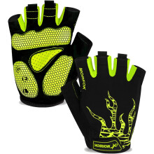 Guantes de ciclismo sin dedos, guantes de ciclismo de tejido de malla transpirable para hombres y mujeres con acolchado amortiguador, accesorios de