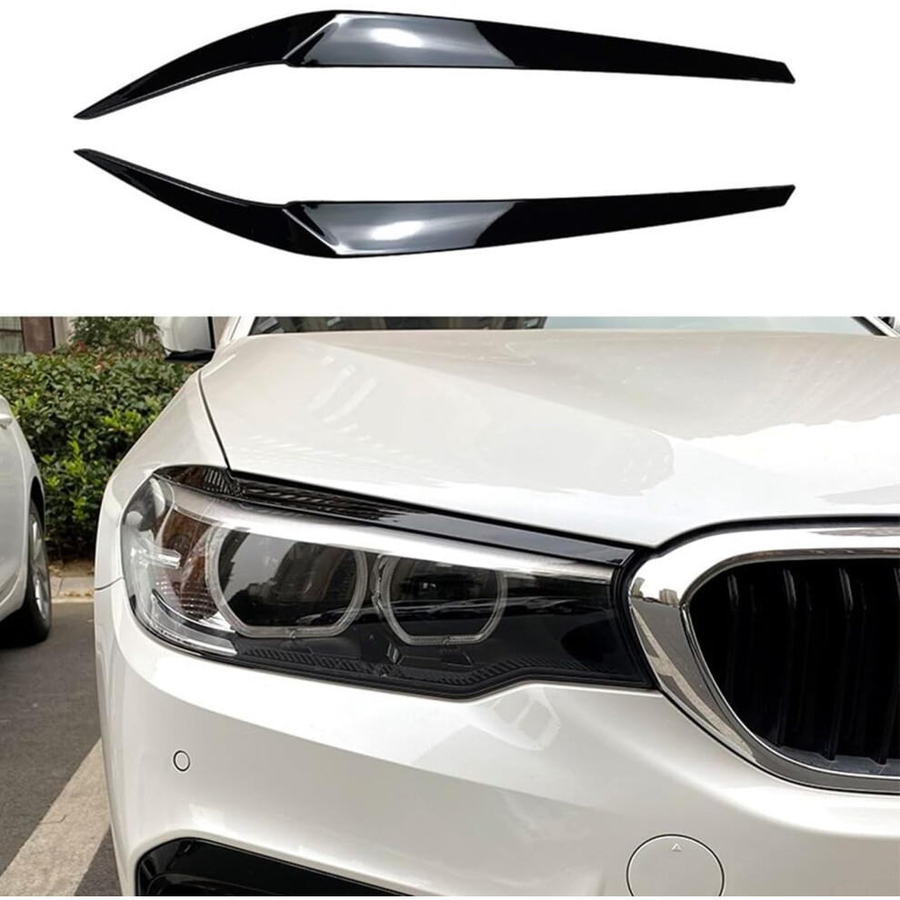 Car Headlight Eyebrows For 5 Series G30 525I 20172021 Front Headlight Eyelid Replacement Black 9119770241757