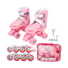 2-in-1-Rollschuhe, rosa, Rollschuhe für Kinder,