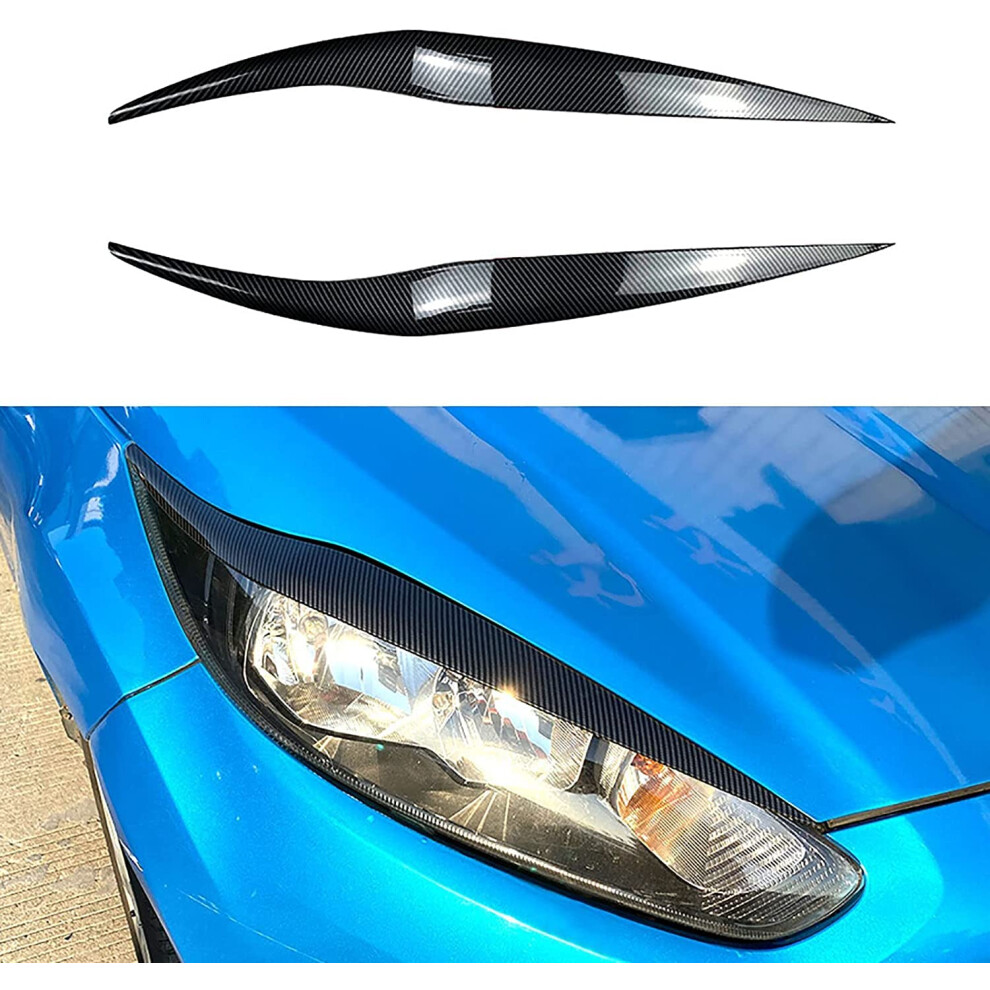 Abs Car Headlight Eyebrow Sticker Trim Eyelids Lids For Fiesta Mk6.5 20132017 Carbon Fiber Front Lighting Protection 9339159756690
