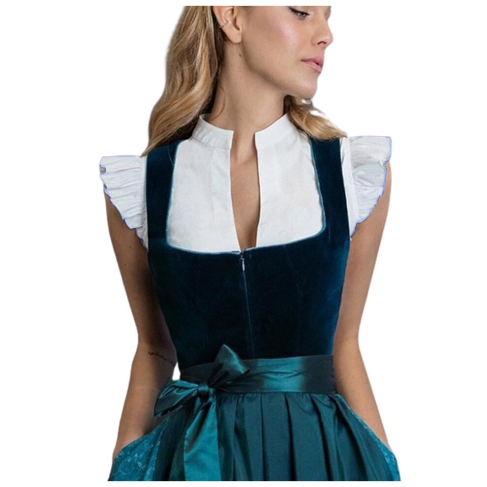 Latex Lingerie Vintage Dirndl Dress Short Sleeve Beer Dress Stage Performance Dress Tank  Vest Tops Underwear Rabbit Blue L