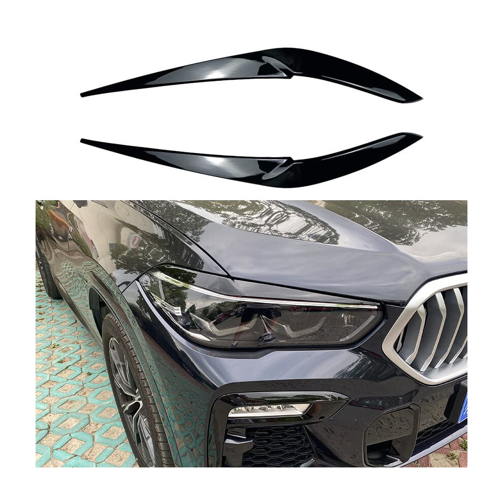Gloss Headlight Eyebrow Trim Covers 2019+ Sporty Luxury Protector For Bmw X5 G05 X6 G06 Black 9001264400781