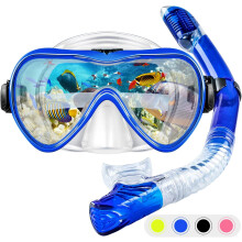 Équipement de plongée en apnée pour adultes, ensemble tuba étanche avec masque de plongée antibuée, lentille en verre trempé à vision