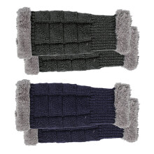 Guantes de invierno cálidos para mujer, calentadores de brazos de punto con diseño suave sin dedos, elegantes mitones con orificio para el pulgar,
