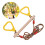 Barra de trapézio de madeira com argolas de ginástica de plástico, corda ajustável para playground interno e balanço externo, resistente e 4