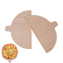 Wooden Peel SemiRound Pizza Paddle For Pizza And Bread Dough, Rustic Board With Handle, Double Pack