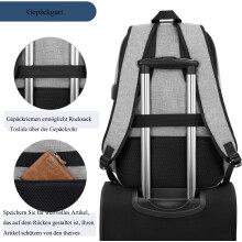 Säker resa, stöldskyddad design för resor med laptop och slitstarkt material, vattentät film för skydd, USB-laddningsport för resor