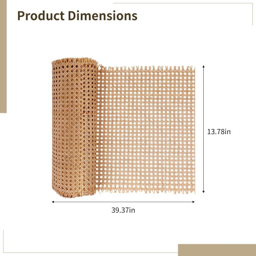 Coffee Brown Rattan Webbing Roll PE Plastic Mesh For Chair  13.8 In Width 3.3 Ft Hexagonal Pattern Restoration 2