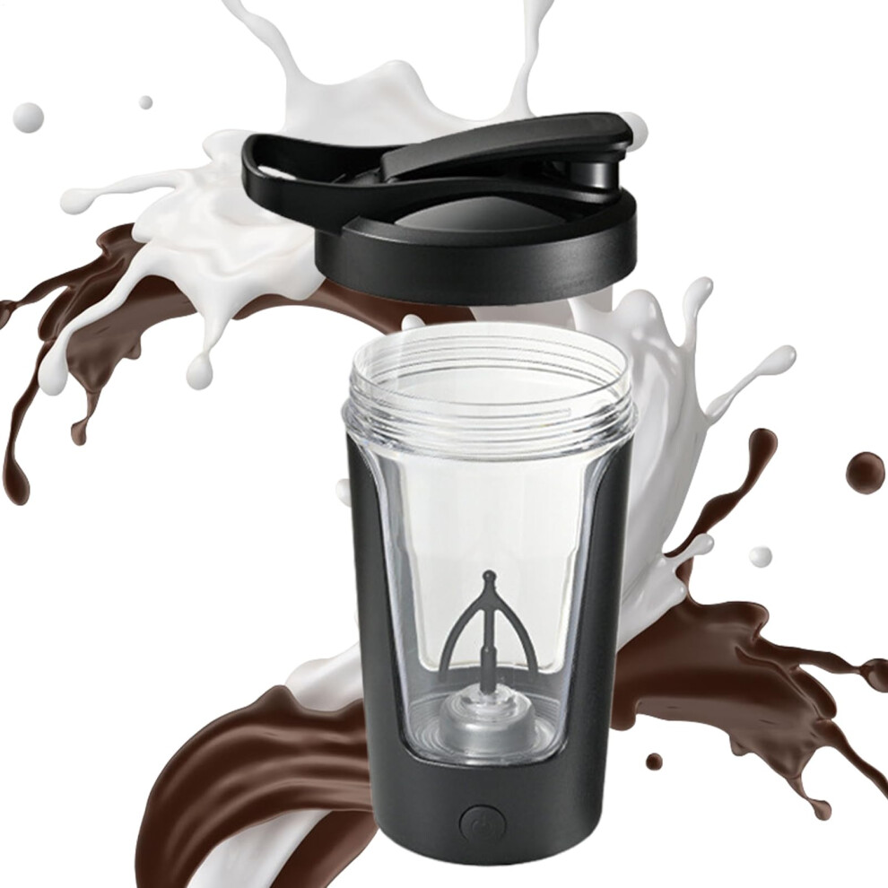 Electric Mixer Cup Rechargeable Milk Shaker, 450ml Capacity, Auto Mixing Portable Travel Mug, Black