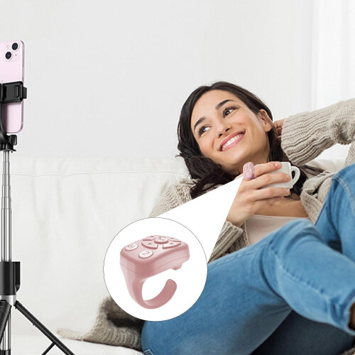Remote Control Page Turner Ring Wireless Camera Remote Control Presentation Clicker Fingertip Page Scrolling Pink 1