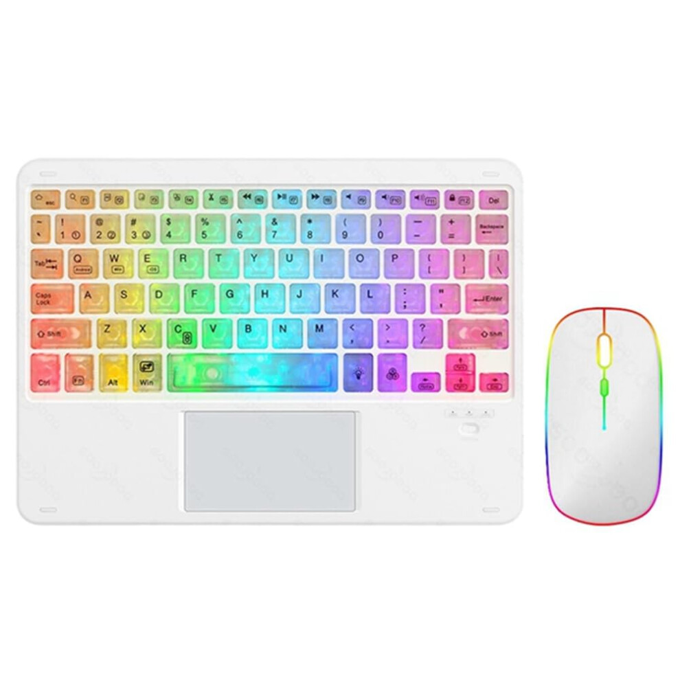 Bluetooth Keyboard 10Inch Backlit Easy Install Transparent Colorful Luminous Design For Tablet And Laptop White 9339159757918